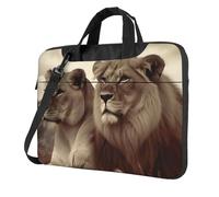 BYPPJGH African Lion And Lioness Laptop Shoulder Bag For Men Women Briefcase Messenger Bag W/Strap Handle Waterproof Laptop Sleeve Bag 14 Inch