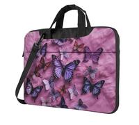 BYPPJGH All Butterflies Are On Purple Background Laptop Shoulder Bag For Men Women Briefcase Messenger Bag W/Strap Handle Waterproof Laptop Sleeve Bag 15.6 Inch