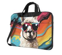 BYPPJGH Alpaca Wearing Sunglasses Laptop Shoulder Bag For Men Women Briefcase Messenger Bag W/Strap Handle Waterproof Laptop Sleeve Bag 13 Inch