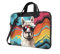 BYPPJGH Alpaca Wearing Sunglasses Laptop Shoulder Bag For Men Women Briefcase Messenger Bag W/Strap Handle Waterproof Laptop Sleeve Bag 15.6 Inch