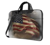 BYPPJGH American Flag Laptop Shoulder Bag For Men Women Briefcase Messenger Bag W/Strap Handle Waterproof Laptop Sleeve Bag 13 Inch