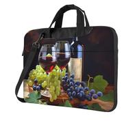 BYPPJGH Art Red Wine Galsses & Grapes1 Laptop Shoulder Bag For Men Women Briefcase Messenger Bag W/Strap Handle Waterproof Laptop Sleeve Bag 14 Inch