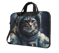 BYPPJGH Astronaut Cat In Space Laptop Shoulder Bag For Men Women Briefcase Messenger Bag W/Strap Handle Waterproof Laptop Sleeve Bag 15.6 Inch