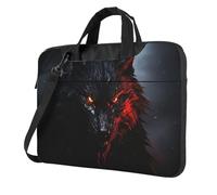 BYPPJGH Big Black Wolf With Red Eyes Laptop Shoulder Bag For Men Women Briefcase Messenger Bag W/Strap Handle Waterproof Laptop Sleeve Bag 13 Inch