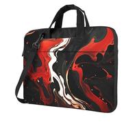 BYPPJGH Black And Red Marble Laptop Shoulder Bag For Men Women Briefcase Messenger Bag W/Strap Handle Waterproof Laptop Sleeve Bag 15.6 Inch