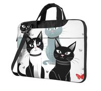 BYPPJGH Black And White Cats Laptop Shoulder Bag For Men Women Briefcase Messenger Bag W/Strap Handle Waterproof Laptop Sleeve Bag 14 Inch