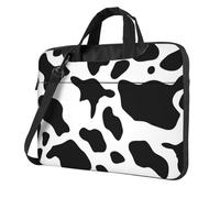 BYPPJGH Black And White Cow Print Laptop Shoulder Bag For Men Women Briefcase Messenger Bag W/Strap Handle Waterproof Laptop Sleeve Bag 13 Inch