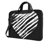 BYPPJGH Black And White Striped Heart Laptop Shoulder Bag For Men Women Briefcase Messenger Bag W/Strap Handle Waterproof Laptop Sleeve Bag 15.6 Inch