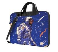 BYPPJGH Black Astronaut On Blue Laptop Shoulder Bag For Men Women Briefcase Messenger Bag W/Strap Handle Waterproof Laptop Sleeve Bag 14 Inch