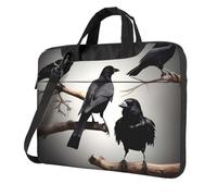 BYPPJGH Black Crow Birds On A Branch Laptop Shoulder Bag For Men Women Briefcase Messenger Bag W/Strap Handle Waterproof Laptop Sleeve Bag 13 Inch