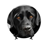 BYPPJGH Black Dog Ceramic Decorative Plates Bone China Decorative Plate with Display Stand Handmade Ceramic Ornament Personality Porcelain Dinner Plate Crafts for Home Office Wall Decoration 15cm