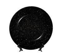 BYPPJGH Black Glitter Ceramic Decorative Plates Bone China Decorative Plate with Display Stand Handmade Ceramic Ornament Personality Porcelain Dinner Plate Crafts for Home Office Wall Decoration 20cm