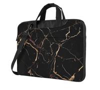 BYPPJGH Black Gold Marble Laptop Shoulder Bag For Men Women Briefcase Messenger Bag W/Strap Handle Waterproof Laptop Sleeve Bag 15.6 Inch