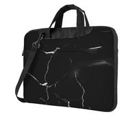 BYPPJGH Black Marble Laptop Shoulder Bag For Men Women Briefcase Messenger Bag W/Strap Handle Waterproof Laptop Sleeve Bag 13 Inch