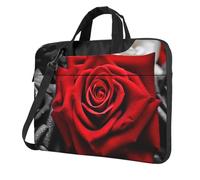 BYPPJGH Black White And Red Roses Laptop Shoulder Bag For Men Women Briefcase Messenger Bag W/Strap Handle Waterproof Laptop Sleeve Bag 13 Inch