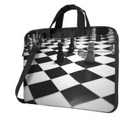 BYPPJGH Black White Chess Checkerboard Laptop Shoulder Bag For Men Women Briefcase Messenger Bag W/Strap Handle Waterproof Laptop Sleeve Bag 14 Inch