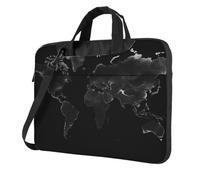 BYPPJGH Black World Map Laptop Shoulder Bag For Men Women Briefcase Messenger Bag W/Strap Handle Waterproof Laptop Sleeve Bag 13 Inch