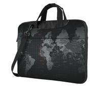 BYPPJGH Black World Map Laptop Shoulder Bag For Men Women Briefcase Messenger Bag W/Strap Handle Waterproof Laptop Sleeve Bag 14 Inch