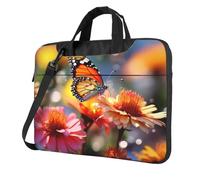 BYPPJGH Bloom Flower And Butterfly Laptop Shoulder Bag For Men Women Briefcase Messenger Bag W/Strap Handle Waterproof Laptop Sleeve Bag 13 Inch