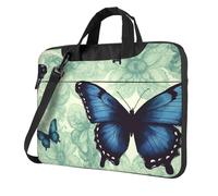 BYPPJGH Blue Butterfly Pattern Laptop Shoulder Bag For Men Women Briefcase Messenger Bag W/Strap Handle Waterproof Laptop Sleeve Bag 14 Inch