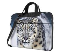 BYPPJGH Blue Eyed Snow Leopard Laptop Shoulder Bag For Men Women Briefcase Messenger Bag W/Strap Handle Waterproof Laptop Sleeve Bag 14 Inch