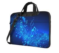 BYPPJGH Blue Musical Notes Laptop Shoulder Bag For Men Women Briefcase Messenger Bag W/Strap Handle Waterproof Laptop Sleeve Bag 14 Inch