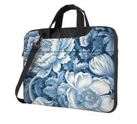BYPPJGH Blue White Floral Pattern Laptop Shoulder Bag For Men Women Briefcase Messenger Bag W/Strap Handle Waterproof Laptop Sleeve Bag 15.6 Inch