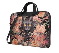 BYPPJGH Cat Flower Embellishment Laptop Shoulder Bag For Men Women Briefcase Messenger Bag W/Strap Handle Waterproof Laptop Sleeve Bag 13 Inch