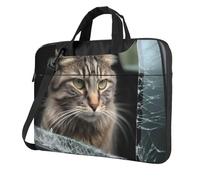 BYPPJGH Cat Smashes Glass In Car Laptop Shoulder Bag For Men Women Briefcase Messenger Bag W/Strap Handle Waterproof Laptop Sleeve Bag 13 Inch