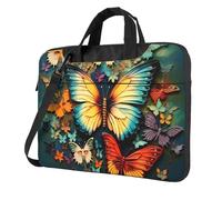 BYPPJGH Colorful Butterfly Embroidery Paintings Laptop Shoulder Bag For Men Women Briefcase Messenger Bag W/Strap Handle Waterproof Laptop Sleeve Bag 13 Inch