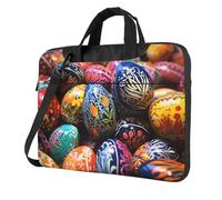 BYPPJGH Colorful Hand Painted Easter Eggs Laptop Shoulder Bag For Men Women Briefcase Messenger Bag W/Strap Handle Waterproof Laptop Sleeve Bag 15.6 Inch