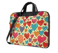 BYPPJGH Colorful Heart Pattern Laptop Shoulder Bag For Men Women Briefcase Messenger Bag W/Strap Handle Waterproof Laptop Sleeve Bag 13 Inch