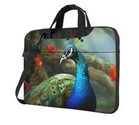 BYPPJGH Colorful Peacock Laptop Shoulder Bag For Men Women Briefcase Messenger Bag W/Strap Handle Waterproof Laptop Sleeve Bag 14 Inch
