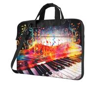 BYPPJGH Colorful Piano Keyboard Music Note Laptop Shoulder Bag For Men Women Briefcase Messenger Bag W/Strap Handle Waterproof Laptop Sleeve Bag 15.6 Inch
