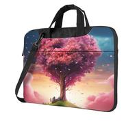 BYPPJGH Colorful Pink Heart Tree Laptop Shoulder Bag For Men Women Briefcase Messenger Bag W/Strap Handle Waterproof Laptop Sleeve Bag 15.6 Inch