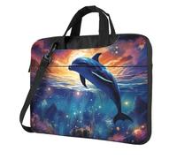 BYPPJGH Colorful Starry Sky Ocean Dolphin Laptop Shoulder Bag For Men Women Briefcase Messenger Bag W/Strap Handle Waterproof Laptop Sleeve Bag 13 Inch