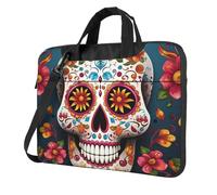 BYPPJGH Colorful Sugar Skull Laptop Shoulder Bag For Men Women Briefcase Messenger Bag W/Strap Handle Waterproof Laptop Sleeve Bag 13 Inch
