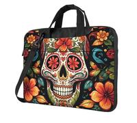 BYPPJGH Colorful Sugar Skull Laptop Shoulder Bag For Men Women Briefcase Messenger Bag W/Strap Handle Waterproof Laptop Sleeve Bag 15.6 Inch