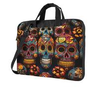 BYPPJGH Colorful Sugar Skulls Laptop Shoulder Bag For Men Women Briefcase Messenger Bag W/Strap Handle Waterproof Laptop Sleeve Bag 13 Inch