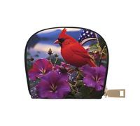 BYPPJGH Credit Card Holder Wallet for Women Ladies, Leather Zipper Card Wallet RFID Blocking Card Case Purple Morning Glory Small Coin Purse Accordion Wallet Gift