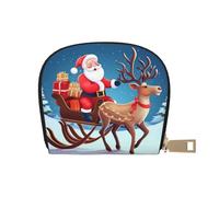 BYPPJGH Credit Card Holder Wallet for Women Ladies, Leather Zipper Card Wallet RFID Blocking Card Case Christmas Santa Deer Small Coin Purse Accordion Wallet Gift