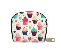 BYPPJGH Credit Card Holder Wallet for Women Ladies, Leather Zipper Card Wallet RFID Blocking Card Case Cupcake Candy Hearts Sweet Small Coin Purse Accordion Wallet Gift