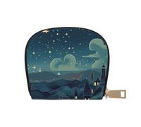 BYPPJGH Credit Card Holder Wallet for Women Ladies, Leather Zipper Card Wallet RFID Blocking Card Case Magical Nights Small Coin Purse Accordion Wallet Gift