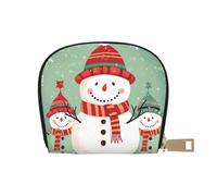 BYPPJGH Credit Card Holder Wallet for Women Ladies, Leather Zipper Card Wallet RFID Blocking Card Case Merry Christmas Cute Snowman Small Coin Purse Accordion Wallet Gift