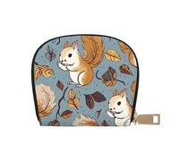 BYPPJGH Credit Card Holder Wallet for Women Ladies, Leather Zipper Card Wallet RFID Blocking Card Case Cute Squirrel Small Coin Purse Accordion Wallet Gift