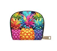 BYPPJGH Credit Card Holder Wallet for Women Ladies, Leather Zipper Card Wallet RFID Blocking Card Case Colorful Pineapple Small Coin Purse Accordion Wallet Gift