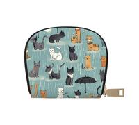 BYPPJGH Credit Card Holder Wallet for Women Ladies, Leather Zipper Card Wallet RFID Blocking Card Case Raining Cats & Dogs Small Coin Purse Accordion Wallet Gift