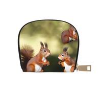 BYPPJGH Credit Card Holder Wallet for Women Ladies, Leather Zipper Card Wallet RFID Blocking Card Case Cute Squirrels Small Coin Purse Accordion Wallet Gift