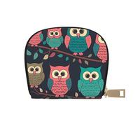 BYPPJGH Credit Card Holder Wallet for Women Ladies, Leather Zipper Card Wallet RFID Blocking Card Case Cute Owls Small Coin Purse Accordion Wallet Gift