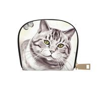 BYPPJGH Credit Card Holder Wallet for Women Ladies, Leather Zipper Card Wallet RFID Blocking Card Case Cat Small Coin Purse Accordion Wallet Gift